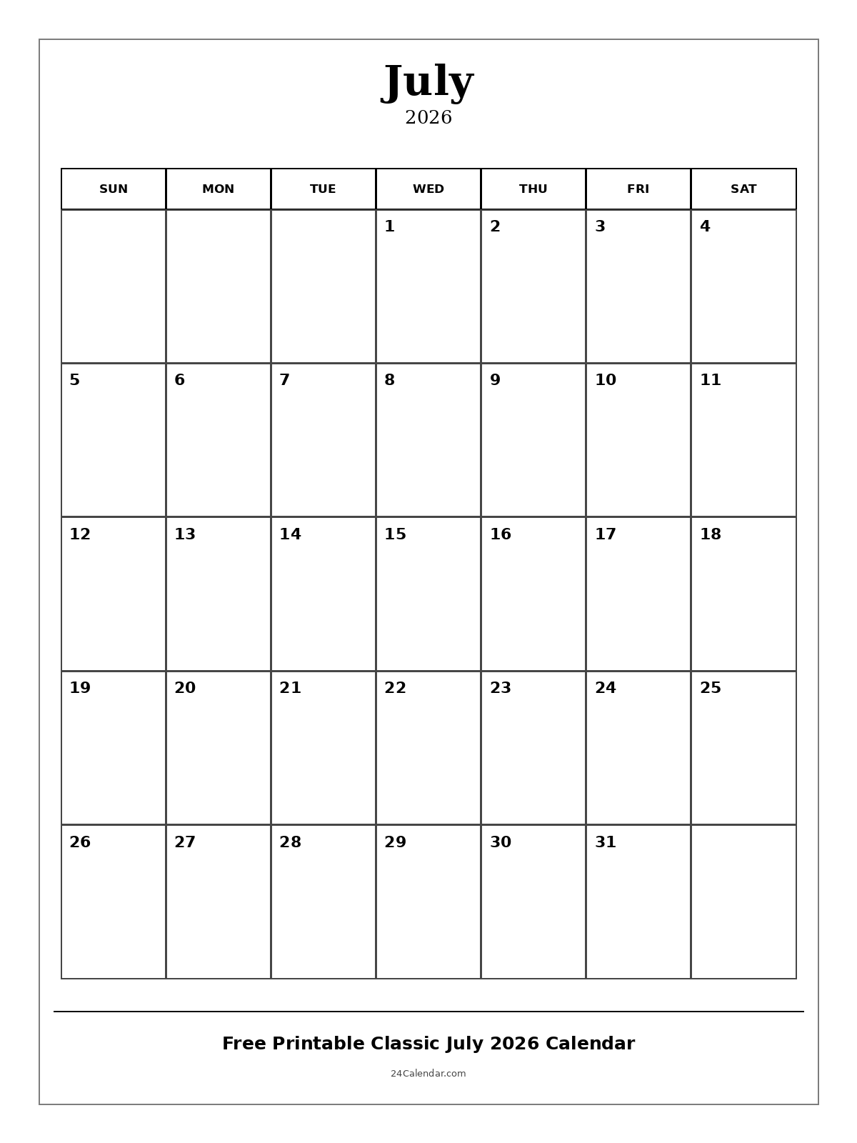 2026 6-Month Calendar