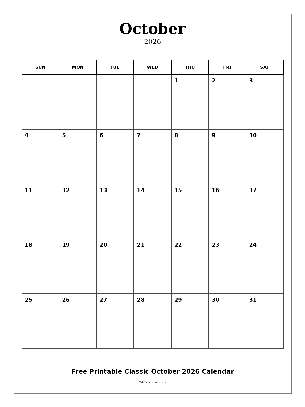 2026 Quarterly Calendar