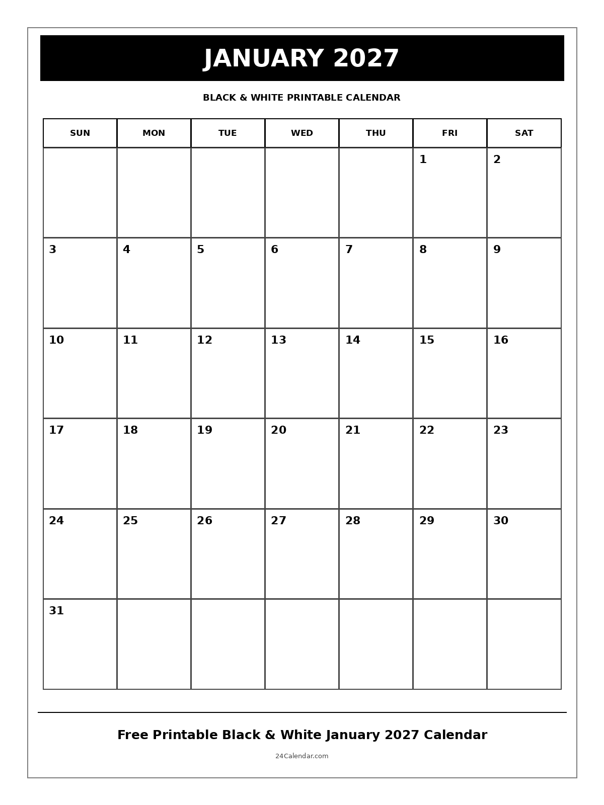 2027 Calendar
