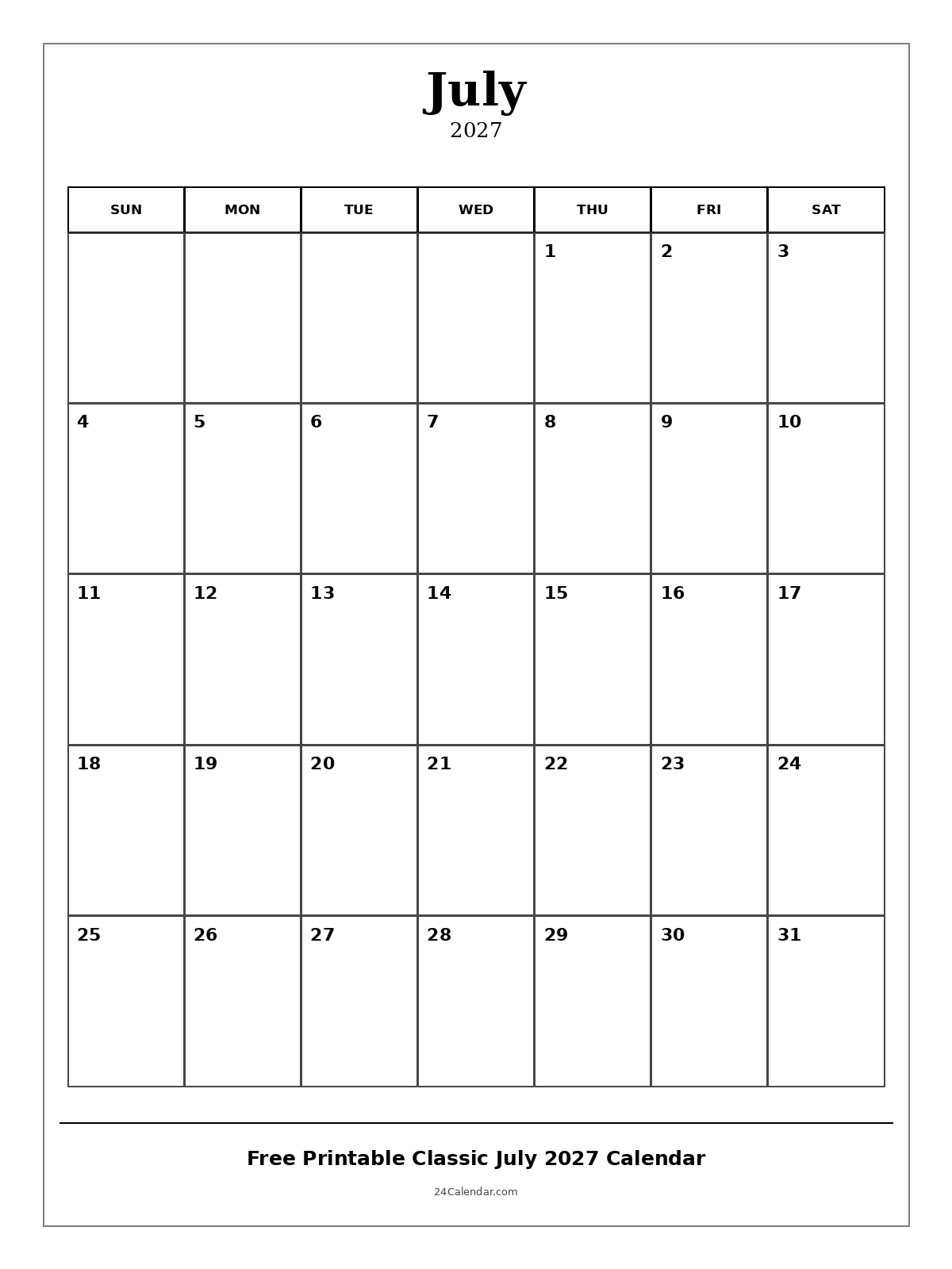 2027 6-Month Calendar