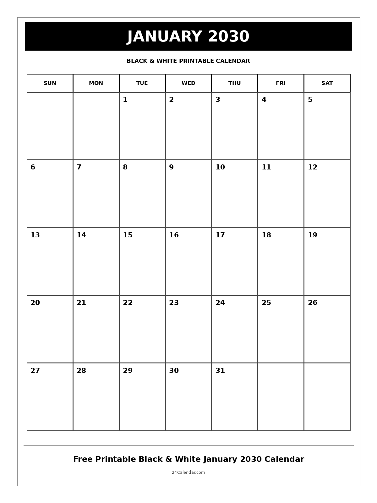 2030 Calendar